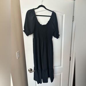 Hill House Louisa Nap Dress in Black Crepe - Size M